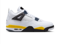Air Jordan 4 White, Black and Yellow Sneakers