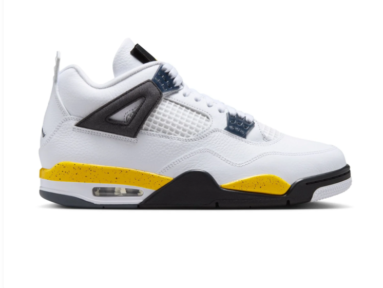 Air Jordan 4 White, Black and Yellow Sneakers