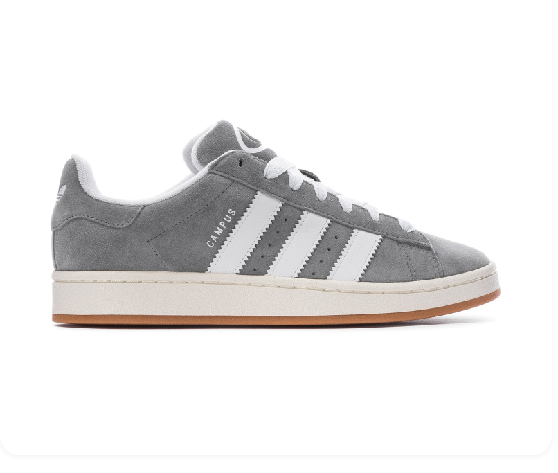 adidas Campus Grey and White Sneakers with Gum Sole