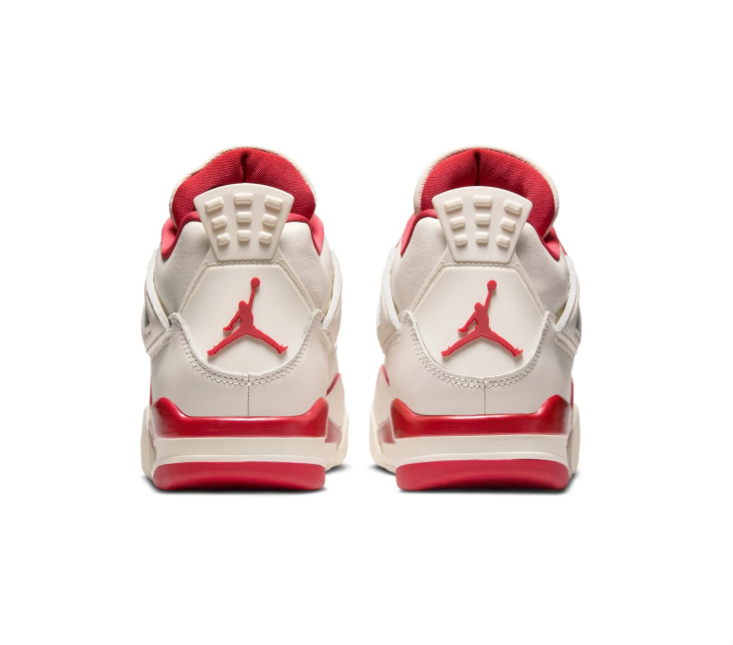 Air Jordan 4 Cream and Red Sneakers