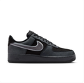 Nike Air Force 1 Black and Charcoal Low-Top Sneakers with Silver-Grey Swoosh