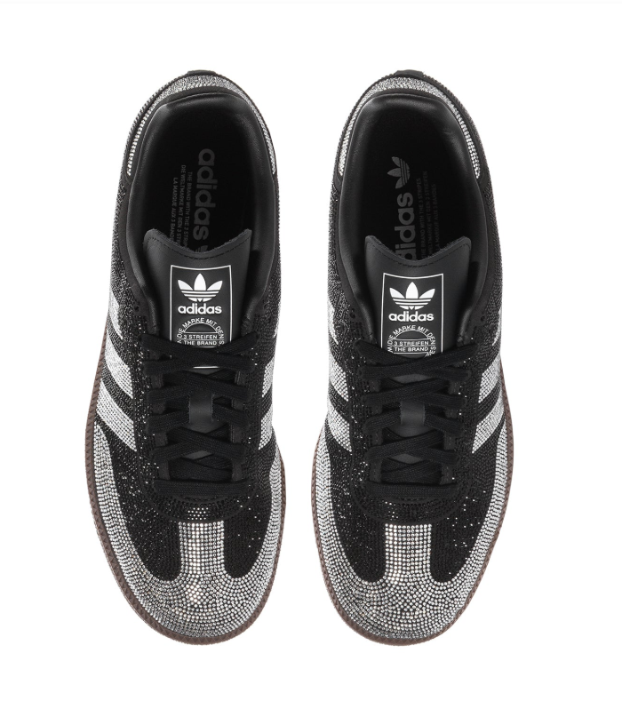 adidas Black and Silver Rhinestone Sneakers with Gum Sole