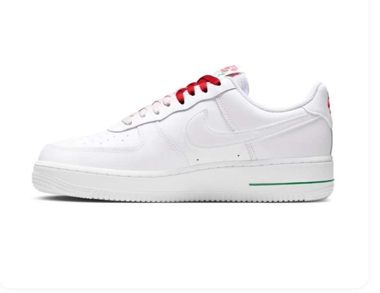Nike Air Force 1 White Rose Detail Low-Top Sneakers with Red Accents