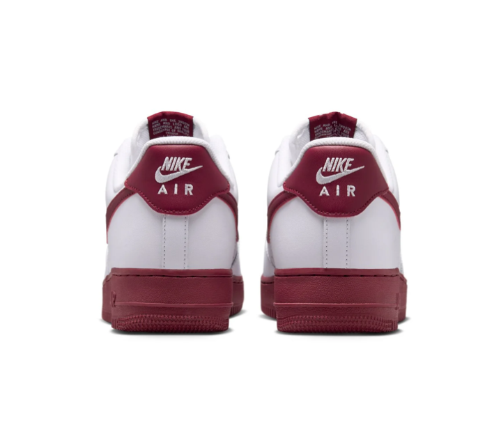 Nike Air Force 1 White and Burgundy Low-Top Sneakers