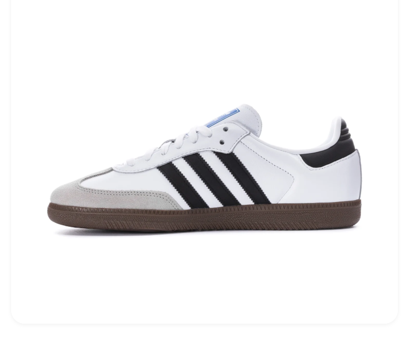 adidas Samba White and Black Sneakers with Gum Sole