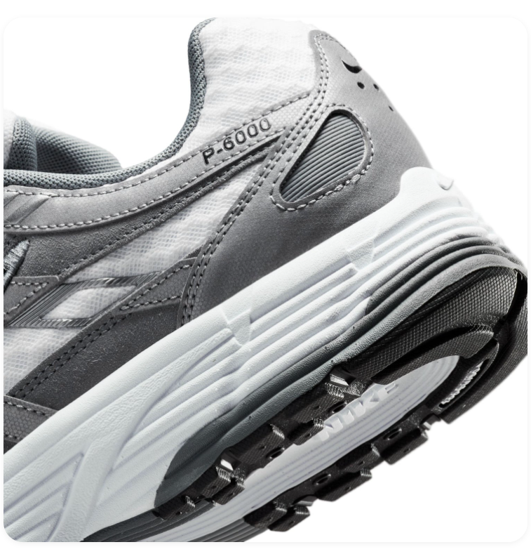 Nike P-6000 Grey and White Sneakers with Black Swooshes