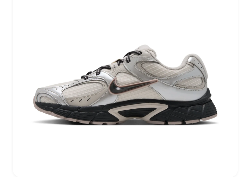 Nike Cream and Metallic Silver Low-Top Sneakers with Black Sculpted Sole