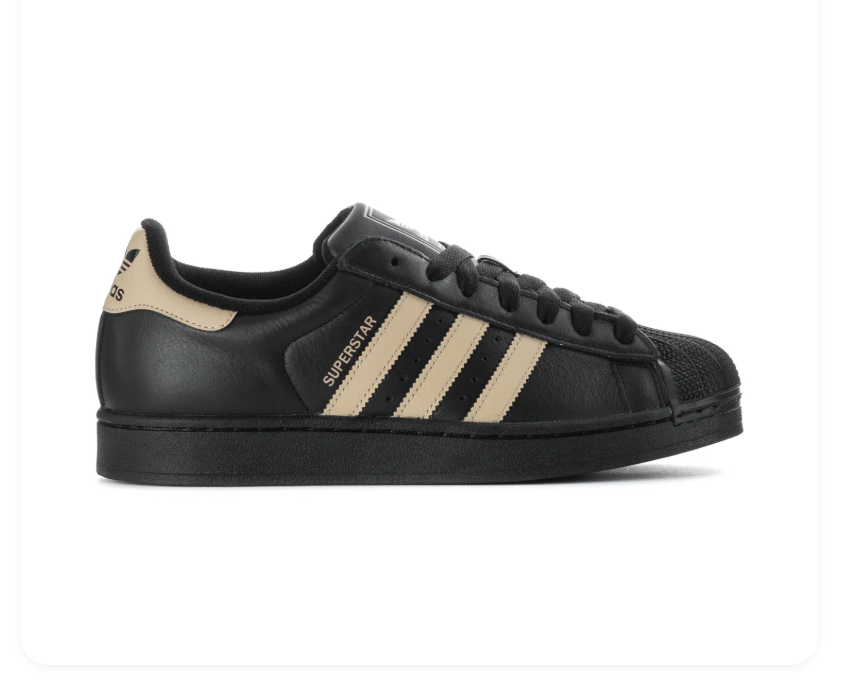 adidas Superstar Black and Cream Shell-Toe Sneakers