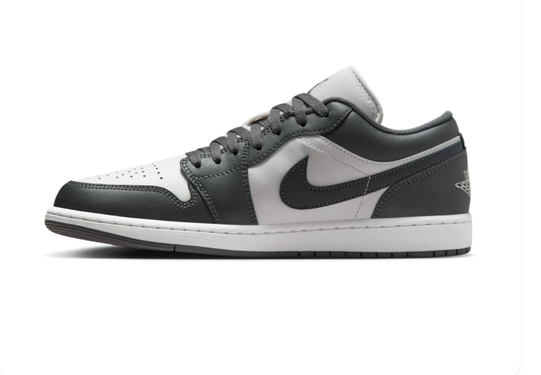 Air Jordan 1 Low Charcoal Grey and White Sneakers