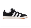 adidas Campus Black and White Sneakers with White Laces and Gum Sole