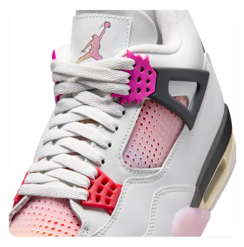 Air Jordan 4 White and Pink Sneakers with Gradient Accents