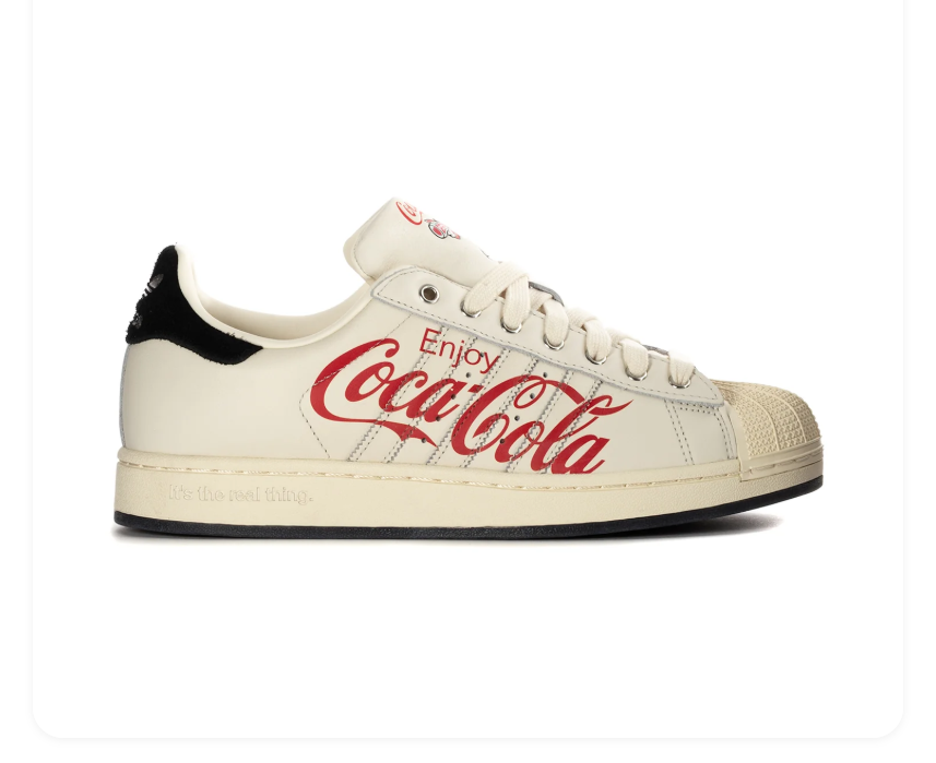 adidas Superstar Cream Shell-Toe Sneakers with Coca-Cola Graphics