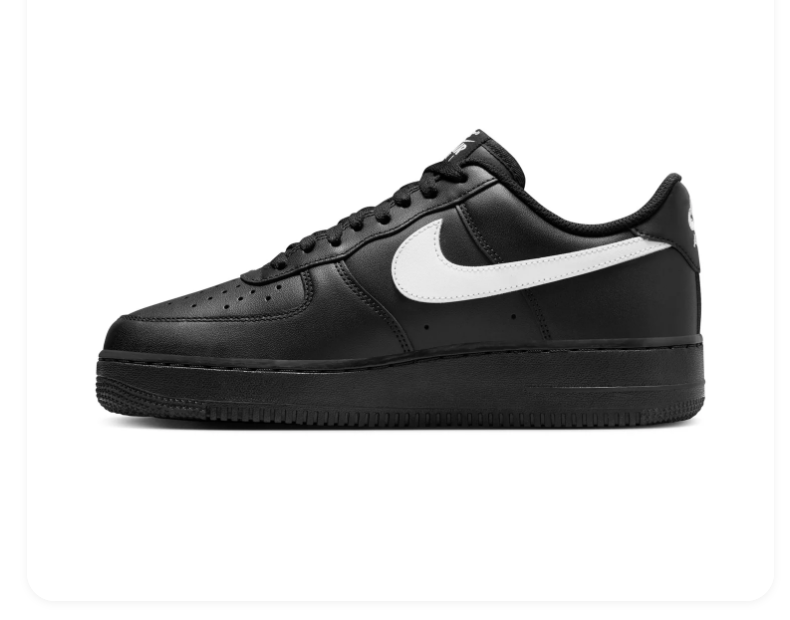 Nike Air Force 1 Black Low-Top Sneakers with White Swoosh