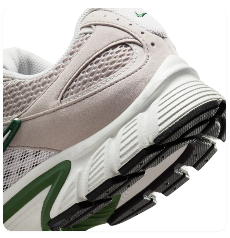 Nike Light Taupe and White Mesh Sneakers with Green Accents