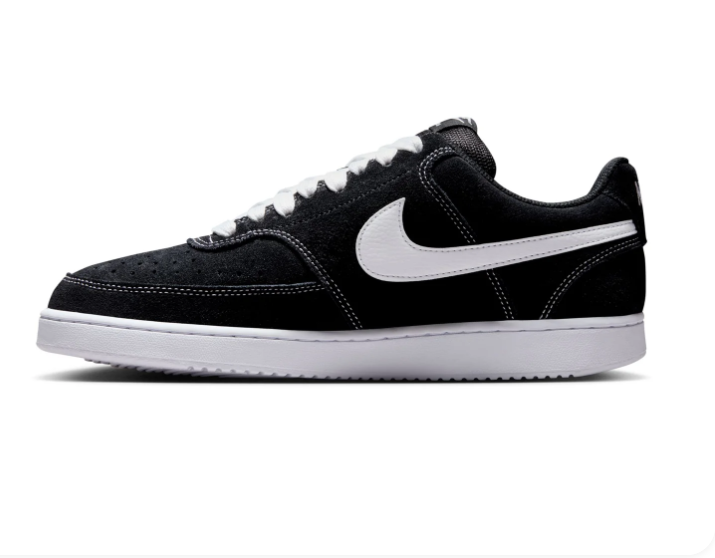 Nike Court Vision Black and White Low-Top Sneakers with Contrast Stitching
