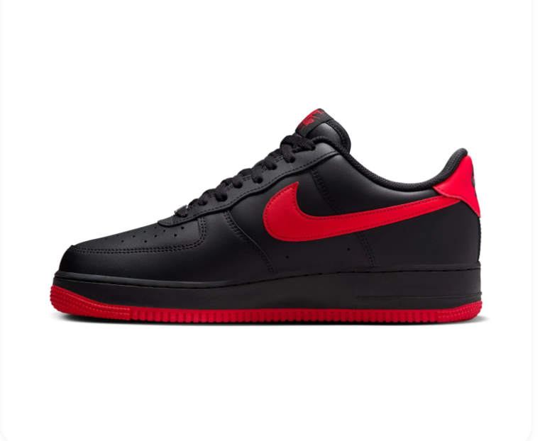 Nike Air Force 1 Black and Red Low-Top Sneakers