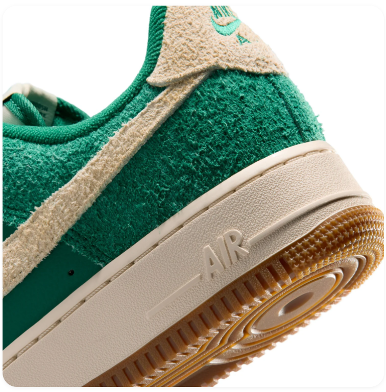 Nike Air Force 1 Green and Cream Low-Top Sneakers with Yellow Laces