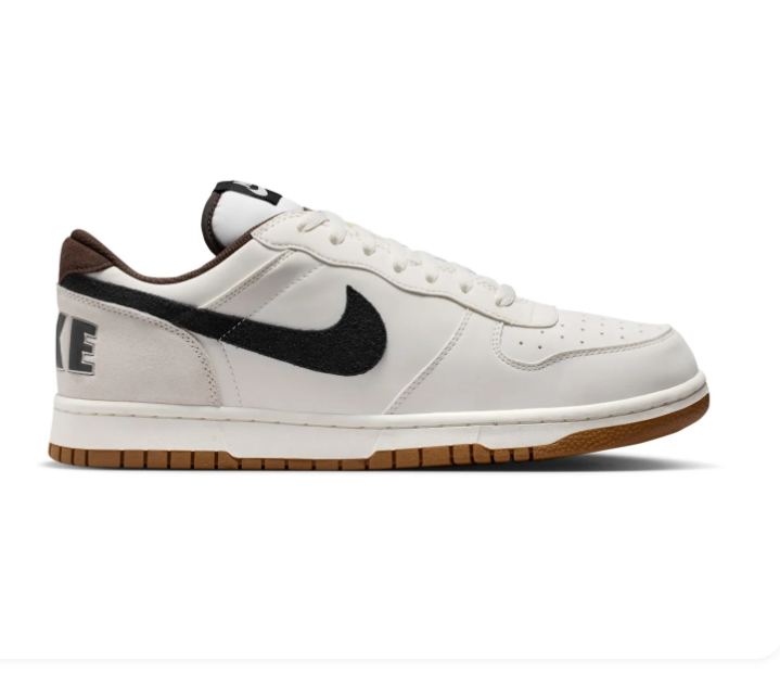 Nike White and Black Low-Top Sneakers with Gum Sole