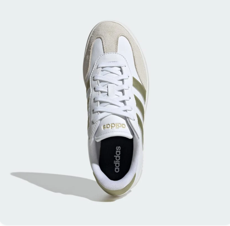 adidas White and Metallic Gold Low-Top Sneakers