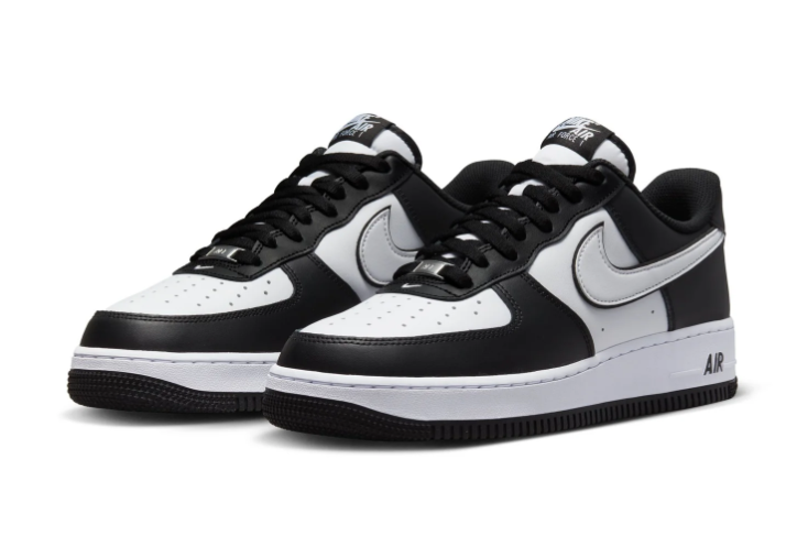 Nike Air Force 1 Black and White Low-Top Sneakers with Outlined Swoosh