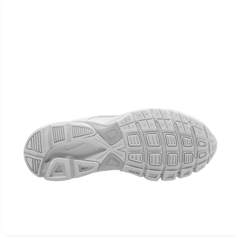 Nike White and Metallic Silver Retro-Inspired Sneakers