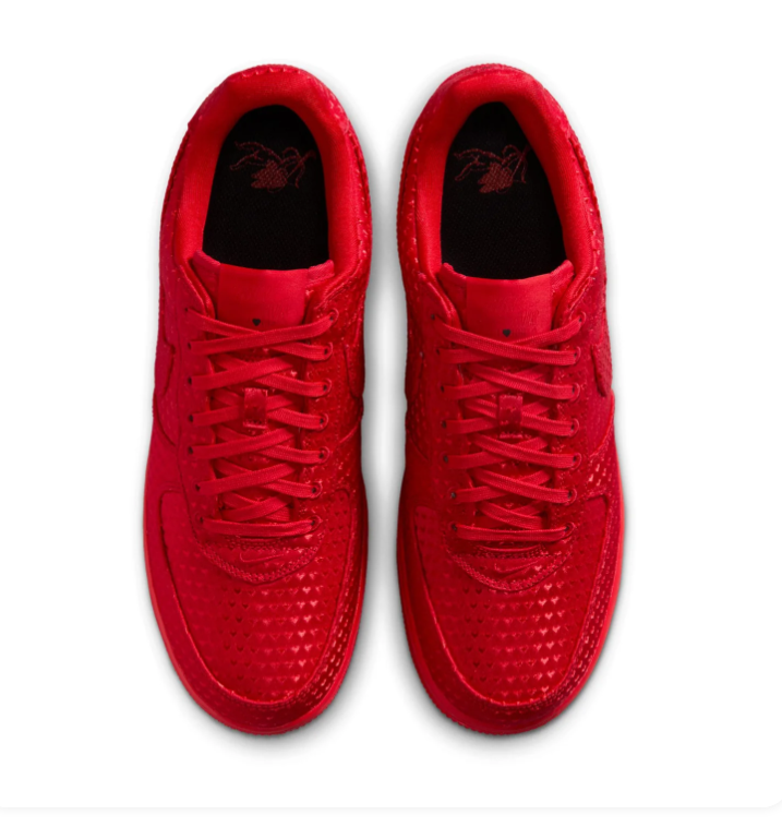 Nike Air Force 1 All-Red Textured Low-Top Sneakers