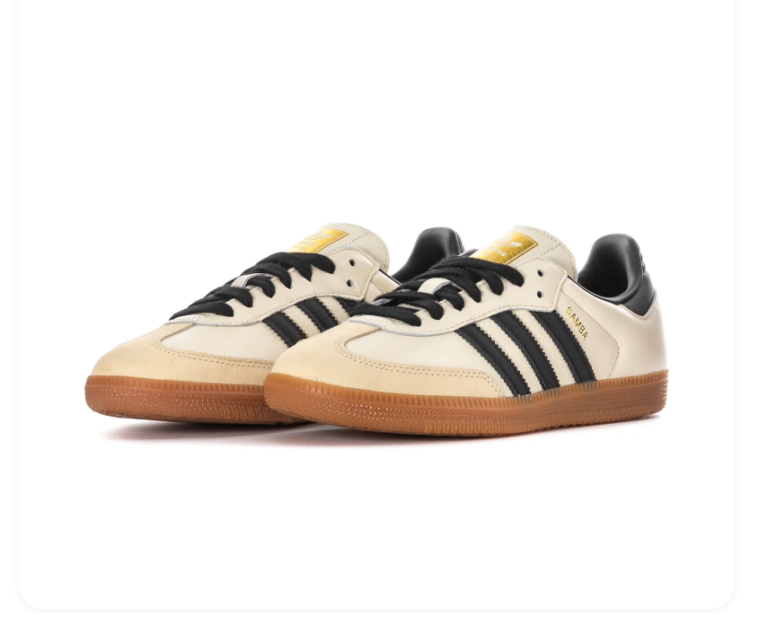 adidas Samba Cream and Black Sneakers with Gum Sole