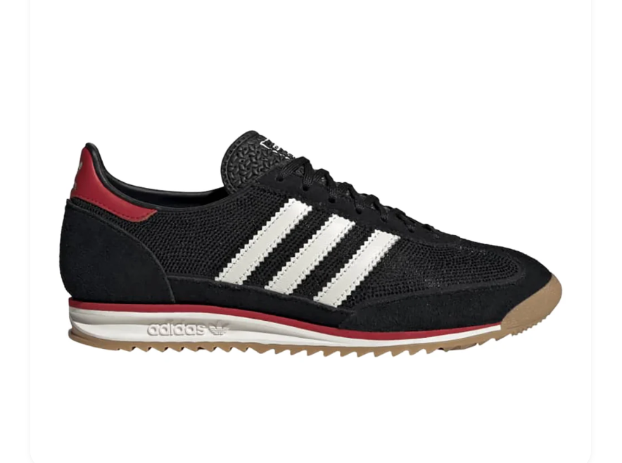 adidas Black and White Retro Sneakers with Red Accents and Gum-Colored Outsole