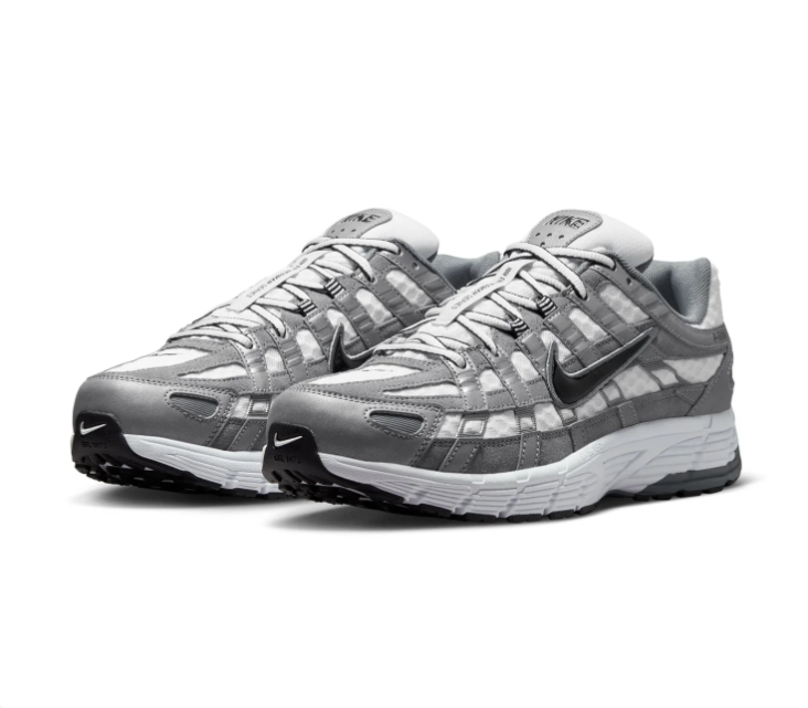 Nike P-6000 Grey and White Sneakers with Black Swooshes