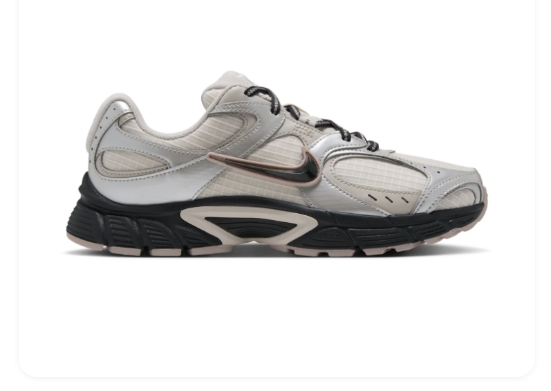 Nike Cream and Metallic Silver Low-Top Sneakers with Black Sculpted Sole