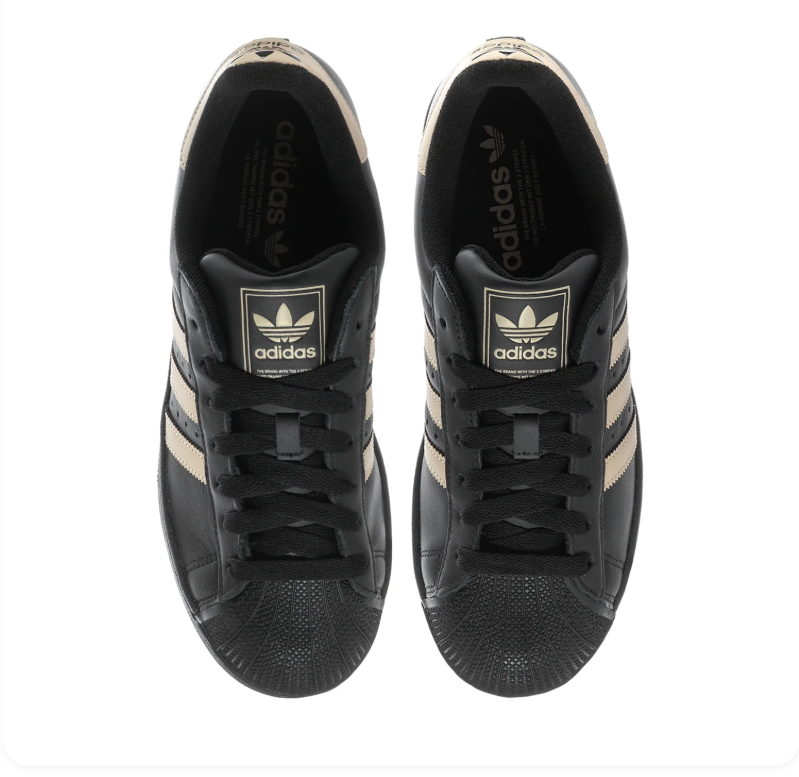 adidas Superstar Black and Cream Shell-Toe Sneakers