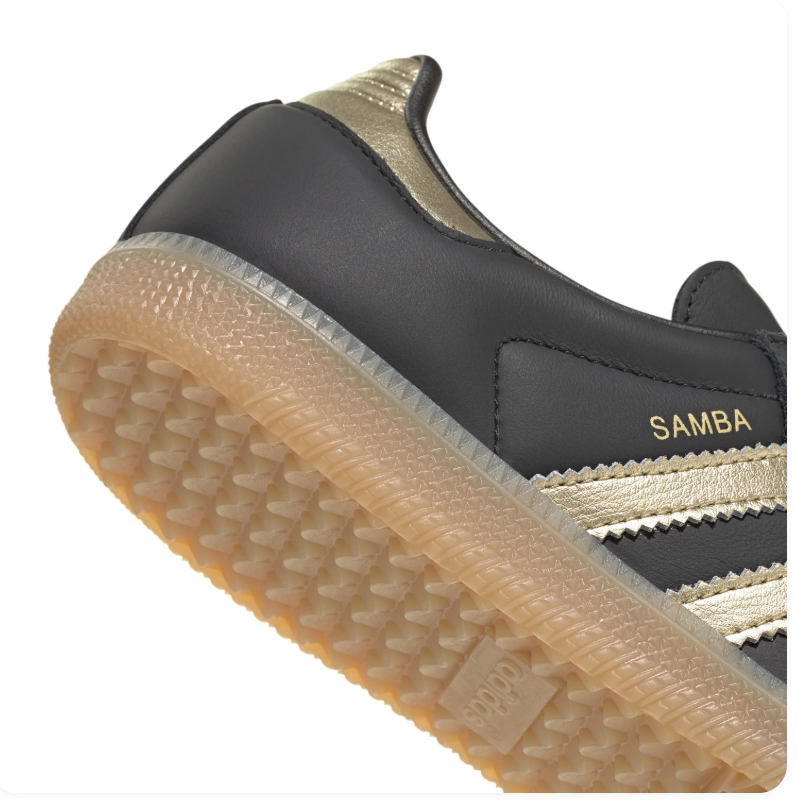 adidas Samba Black and Metallic Gold Sneakers with Gum Sole