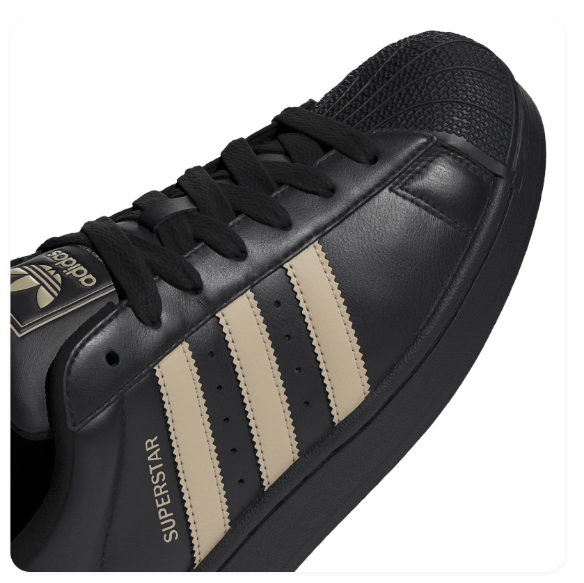 adidas Superstar Black and Cream Shell-Toe Sneakers