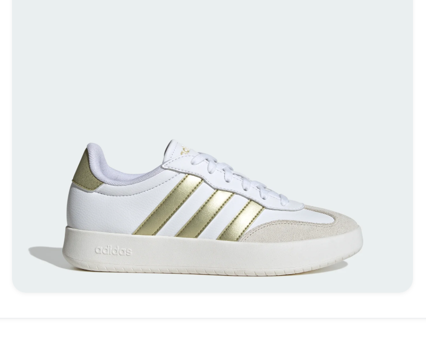 adidas White and Metallic Gold Low-Top Sneakers