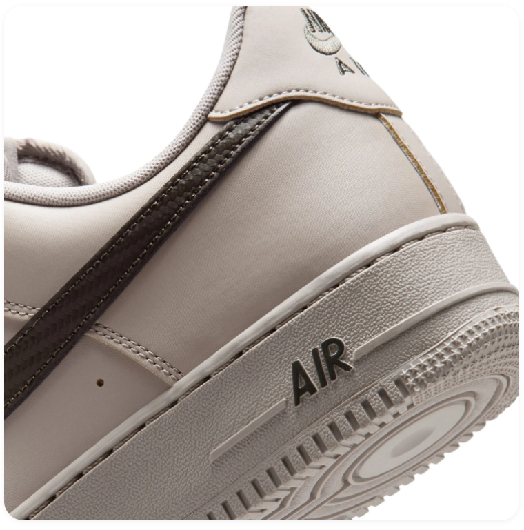 Nike Air Force 1 Light Taupe and Dark Brown Low-Top Sneakers