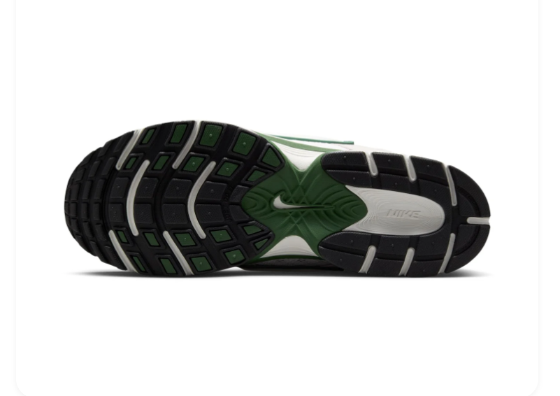 Nike Light Taupe and White Mesh Sneakers with Green Accents