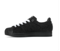 adidas Superstar Black Textured Shell-Toe Sneakers with White Laces